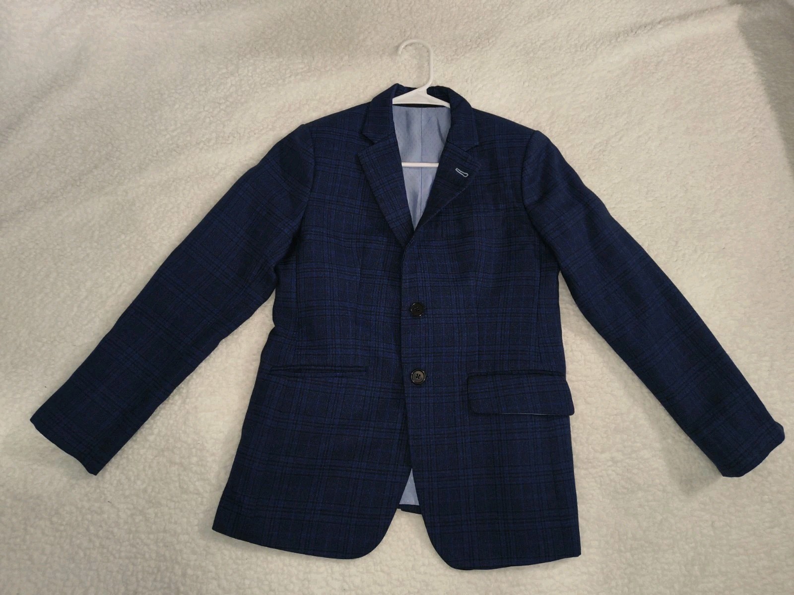 Peninsula Tailors Blue Plaid Blazer Men’s Small Slim Fit Custom Sport Coat 18.5”
