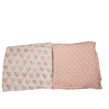 Aden Anais baby blanket bundle of 2 swaddle muslin cotton hearts flowers Nursin