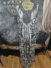 APT. 9, WOMEN'S BLACK/WHITE POLY BL SLEEVELESS GEO STUDDED MAXI DRESS, SIZE 1X