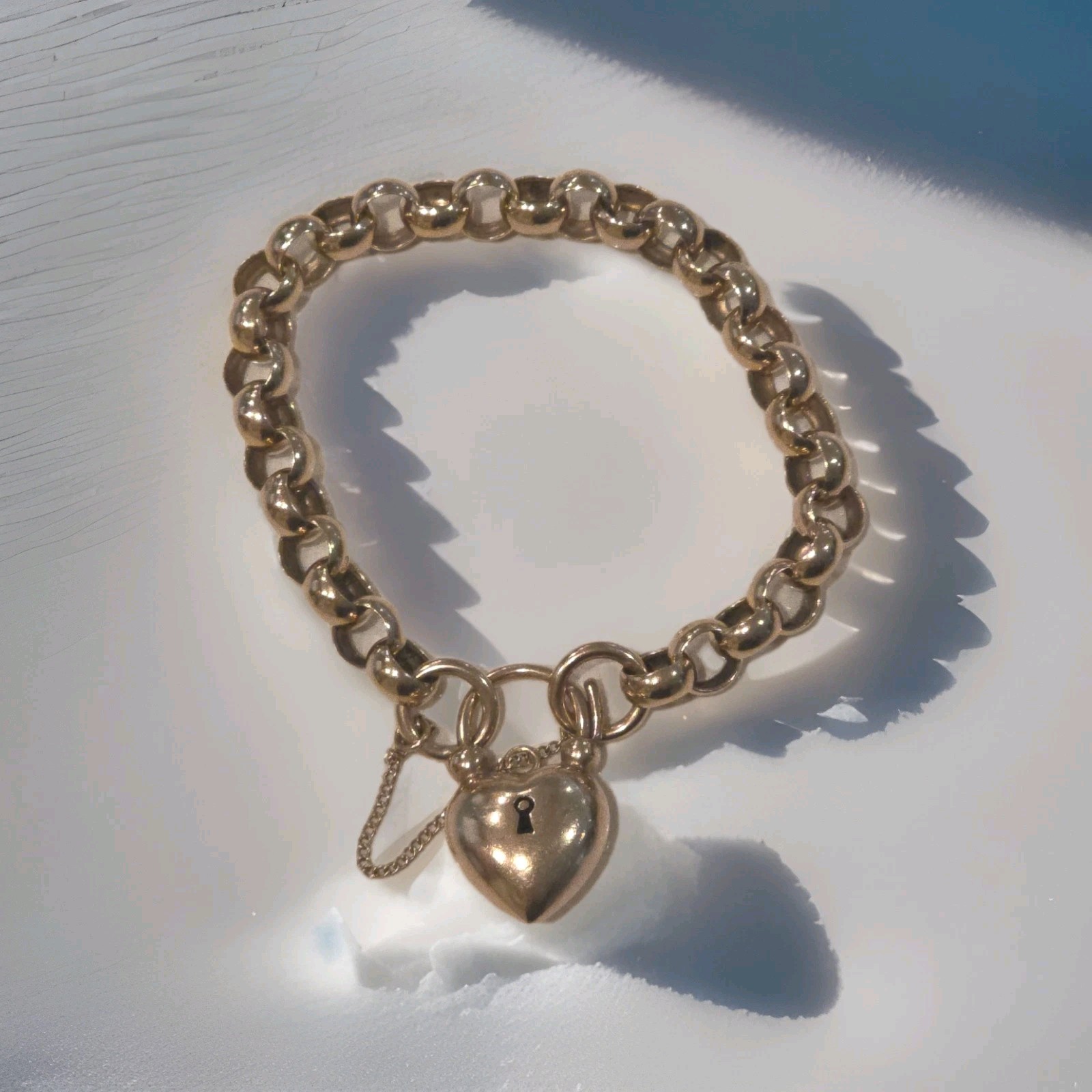 Vintage Victorian Era Rose Gold Heart Chunky Bracelet 9ct image 2