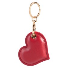 Leather Charm Keychain Holder Case Compatible with AirTag,Cute Protective Red