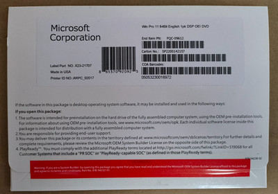 Win 11 Pro 64-Bit DVD with Product Key Factory Sealed NEW & FREE Shipping