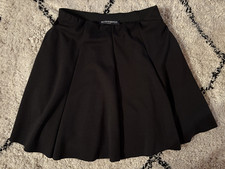 Brandy Melville Black Solid Pleated Skater Mini Skirt Short One Size