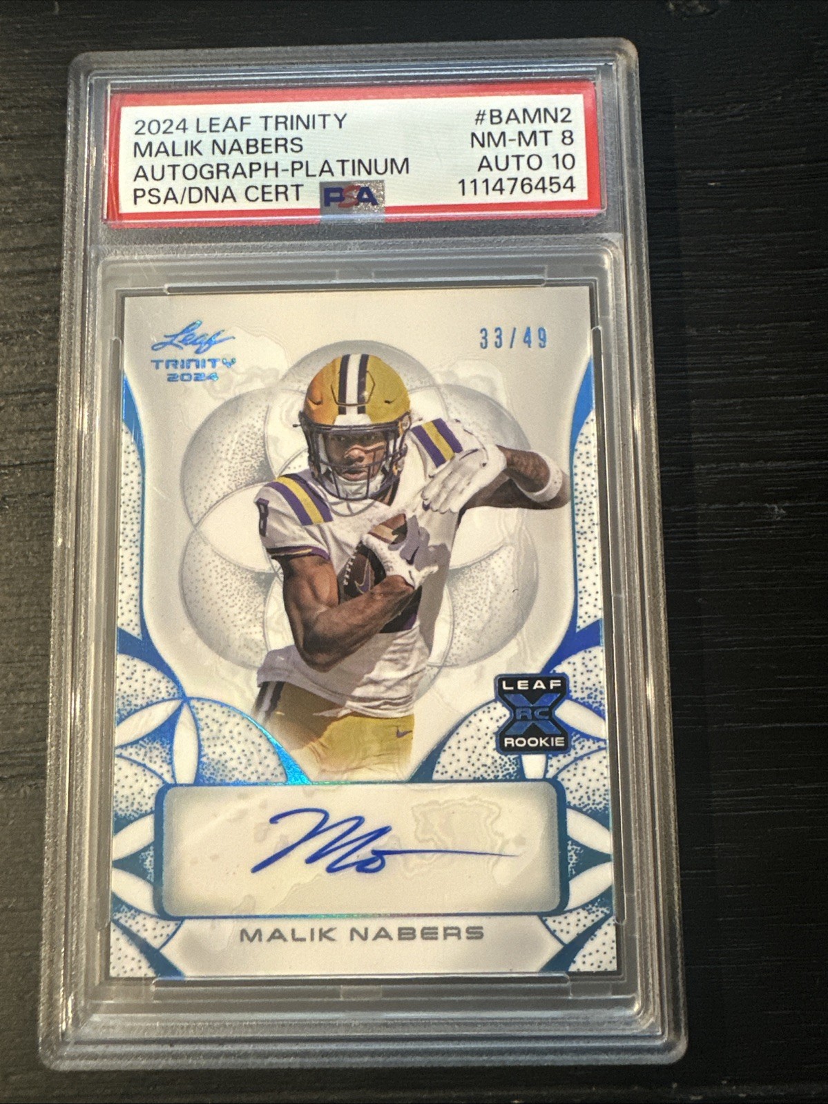 Malik Nabers Leaf Trinity Autographs #BAMN2 Platinum