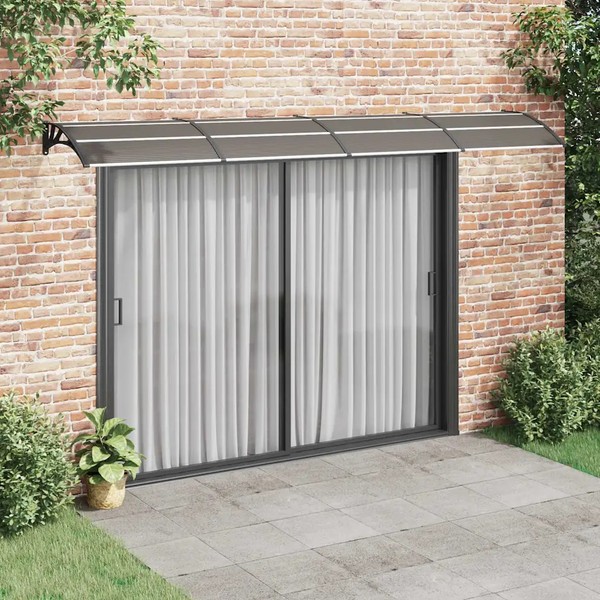 TüRvordach Polycarbonat 400 X 100 Cm Schwarz Uv-BestäNdig Vordach HaustüR-image