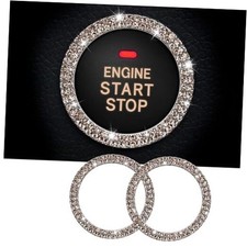 2PCS Bling Crystal Rhinestone Car Engine Start Ring Stickers, Champagne Gold