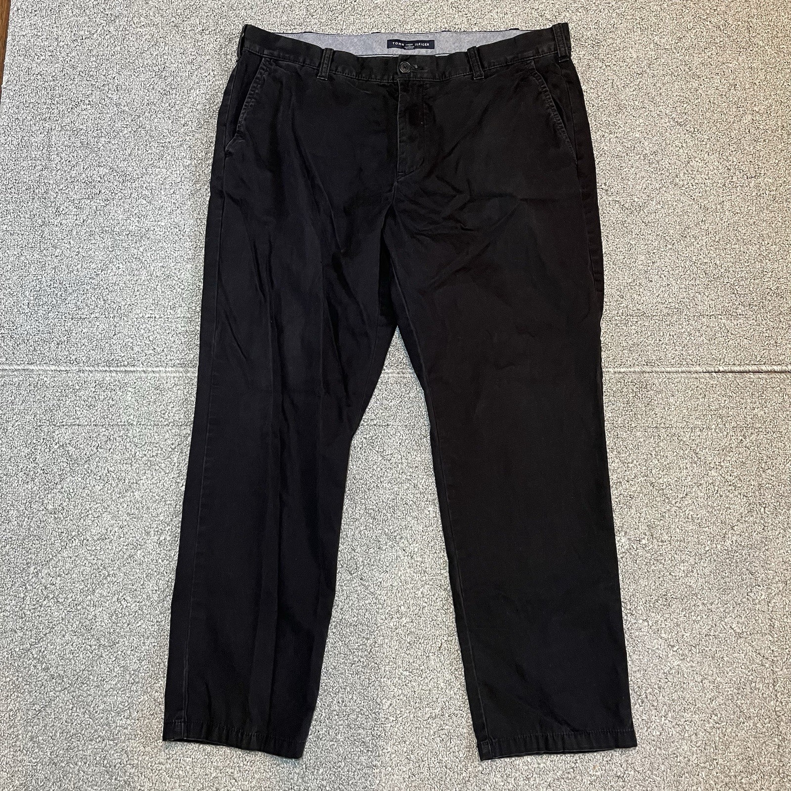 Tommy Hilfiger Mens Black Regular Straight Fit Chino Pants 38X29