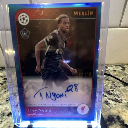 Topps 2024-25 Merlin UEFA Club Competitions Trey Nyoni RC Auto Blue /150 AU-TN
