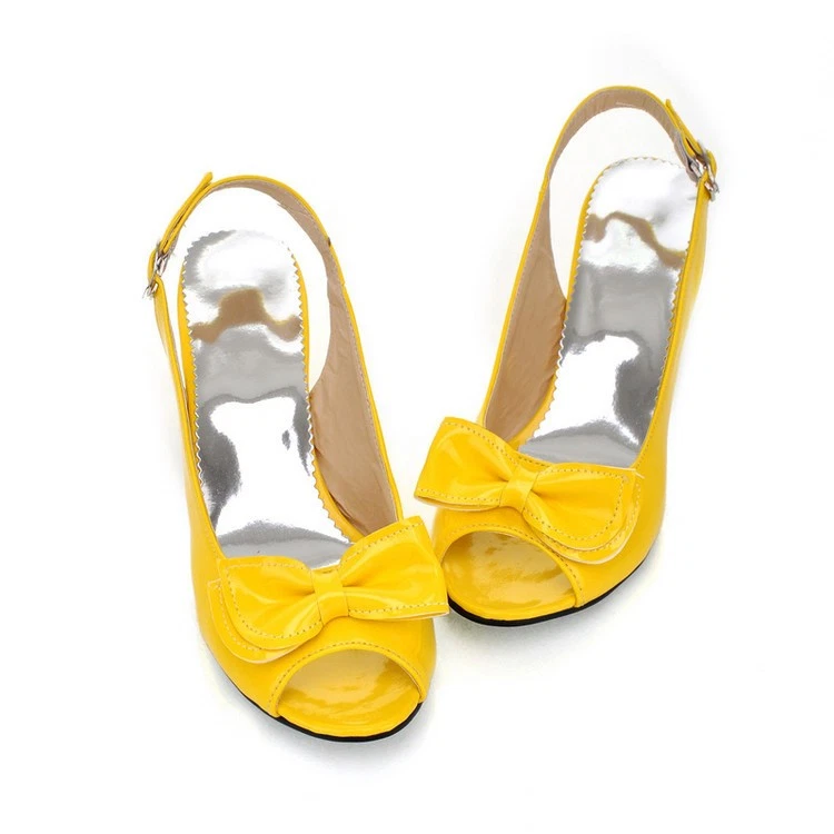 6 Colors Women Peep Toe Bowtie Kitten Heel Hollow Lolita Sandals Shoes US4-US13 - Image 4 of 4