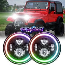 7 Inch Rgb Led Headlights Halo Angel Eyes For Jeep Wrangler Jk Lj Tj Cj
