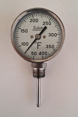 Vintage Rochester 3  Thermometer 50-400 Degrees Fahrenheit 2 1/2 inch Stem