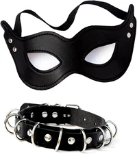 Black Cat Costume for Women Black Cat Eye Mask Costume Faux Leather Catwoman Mas