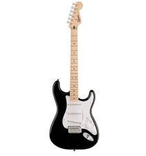 Squier Sonic Stratocaster Black + Strap, New Strings & Cable – Full Starter