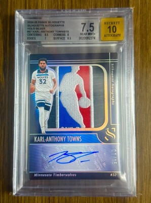 2024 Panini Silhouette Karl-Anthony Towns Holo Silver NBA Logoman Patch Auto /10