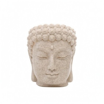 Buddha-Kopf-Blumentopf Tischdeko Dekorativer Tischpflanzer Handgeformt