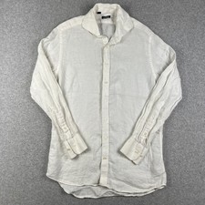 Suitsupply 100 Linen Long Sleeve Button Shirt Mens 39 / 15.5 Slim White
