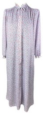 Vintage Miss Elaine Snap Button Gown Size Small Purple Floral