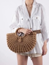 Womens Handmade Straw Handbag Tote Summer Beach Boho Vacation Resort Casual Work