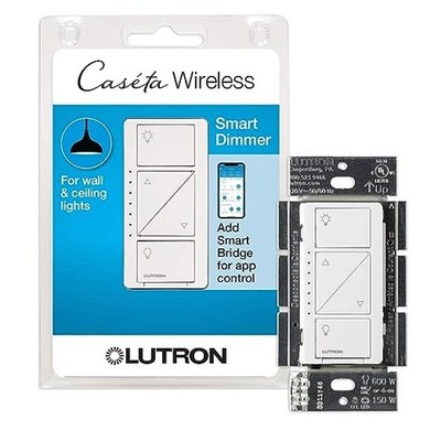 Lutron Caseta Smart Lighting Dimmer Switch Wall Ceiling Lights PD-6WCL - White