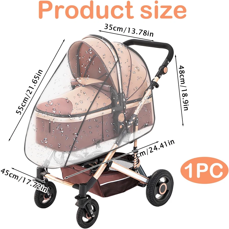 Parapioggia Passeggino Universale, Copertura Antipioggia Trasparente per Passegg - Immagine 3 di 4