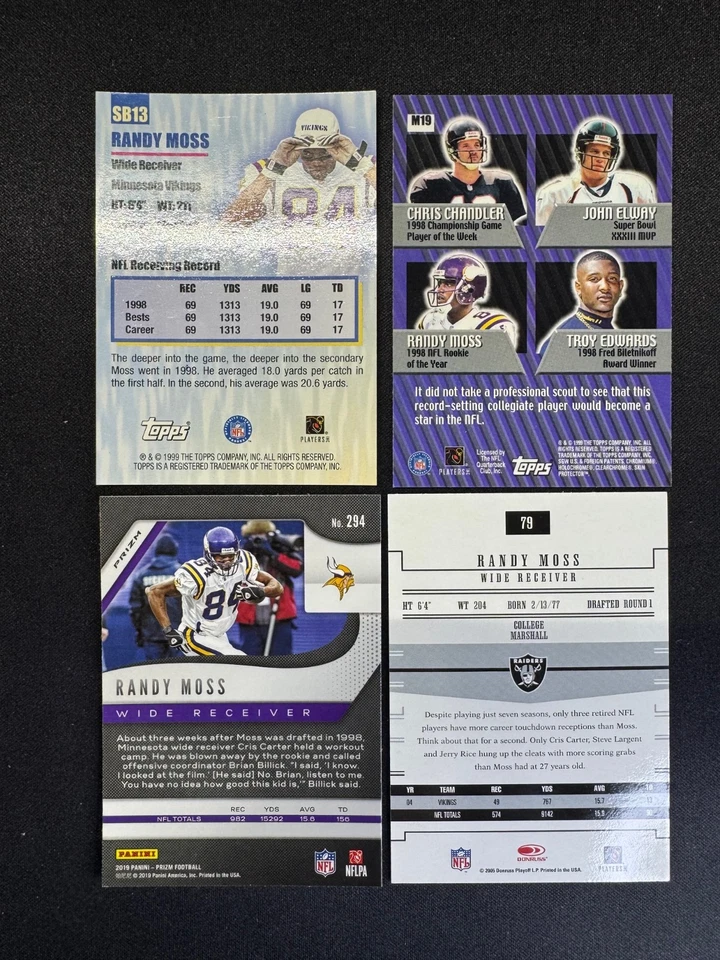 (4) Randy Moss Deep Threats SB13 Topps Chrome Mystery Prizm Silver Gridiron Gear Foto 2 de 2