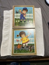 Vintage Raggedy Ann  Andy Pictures by Lyn Pressboard Litho USA Set of 2 11"x12"