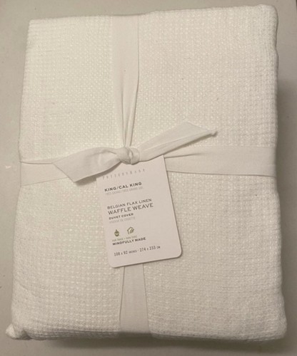 Pottery Barn Belgisches Flachs Leinen Waffelmuster Bettbezug King/Cal King Neu mit Etikett
