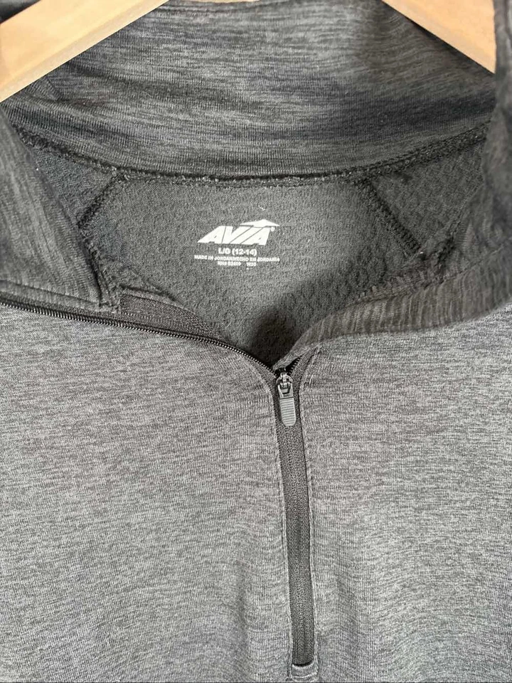 Pullover Avia para mujer L (12-14) gris 1/4 cremallera cuello falso manga larga activo Foto 2 de 3