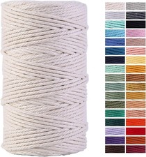 Macrame Cord 4Mm X 109Yards 100 Natural Cotton Macrame Rope Cotton Cord for Han