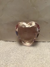 Rosenthal Pink Crystal Gem Heart S.Paper Weight Faceted Cut.8.6oz.3”l. 3x3/1/4 w
