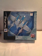 New-Ray P-38J Air-Plane Scale 1/48 Die-Cast  #20103 Silver/Blue S11