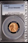 1938-D Lincoln Wheat Cent-PCGS MS 66 Red Choice Gem BU No Reserve #SLK1002