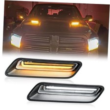 Clear Lens Sequential LED Hood Vent A2, for Ram 1500 2010-2018 Clear Lens
