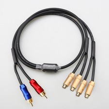 2 Male RCA Plug to 4 Female Plug Splitter Stereo Audio Video Cable