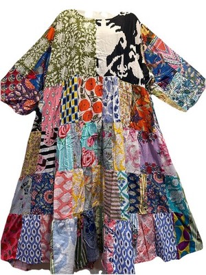 Nwt FUNKY STUFF nothing matches patch cotton maxi hippy boho DRESS 6X Free shipp