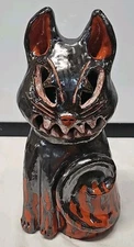 Billy Ray Hussey Southern Folk Art Pottery Face Jug Cat Light Halloween Boo 2024