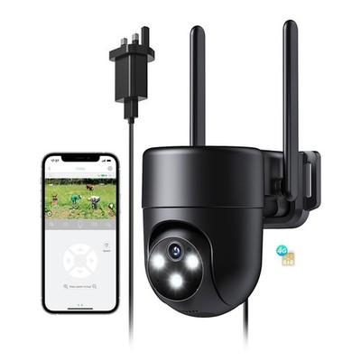 NUASI 4G LTE Überwachungskamera Outdoor mit SIM Karte 24/7 Aufnahme 2K Schwarz 