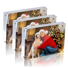 4x6 Inches Acrylic Picture Frame,Clear Freestanding Double Sided 4x6" 3 Pack 