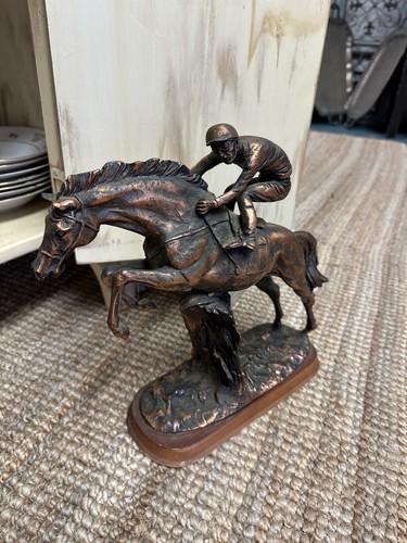 Vintage Jockey and Horse Statue Sculpture Figurine