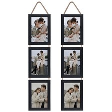 Lavezee 4x6 Collage Picture Frames Set, Black, 6 Opening Vertical Hanging