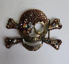 Scull and Crossbones Belt Buckle with Bling