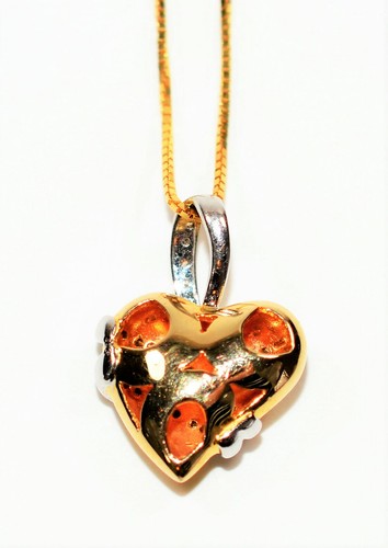 Natural Diamond Necklace 14K Solid Gold .24tcw Heart Necklace Pendant Necklace - Picture 5 of 10