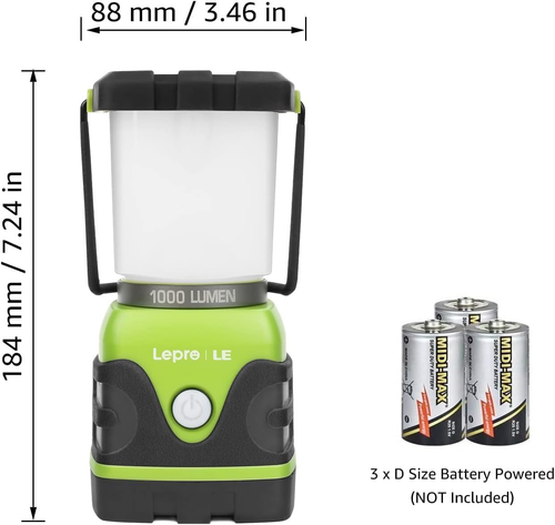 LE 1000LM Battery Powered LED Camping Lantern, Waterproof Tent Light with 4 Ligh - Picture 6 of 12