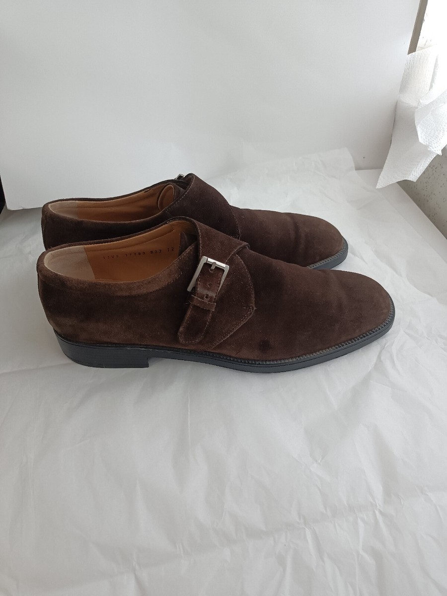 Salvatore Ferragamo Monk Strap Dark brown Suede Shoes US 12  display picture 3