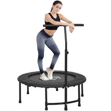 HOMCOM 40'' Mini Trampoline Adult Rebounder Jumper W/ Handle Fitness Black