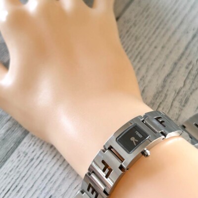 FENDI Watch 3150L Black Silver Rare Used From Japan Check