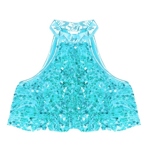 Kids Girls Tee Sequin Tiered Crop Top Competition Tops Halter Shirt Hip Hop - Picture 28 of 95