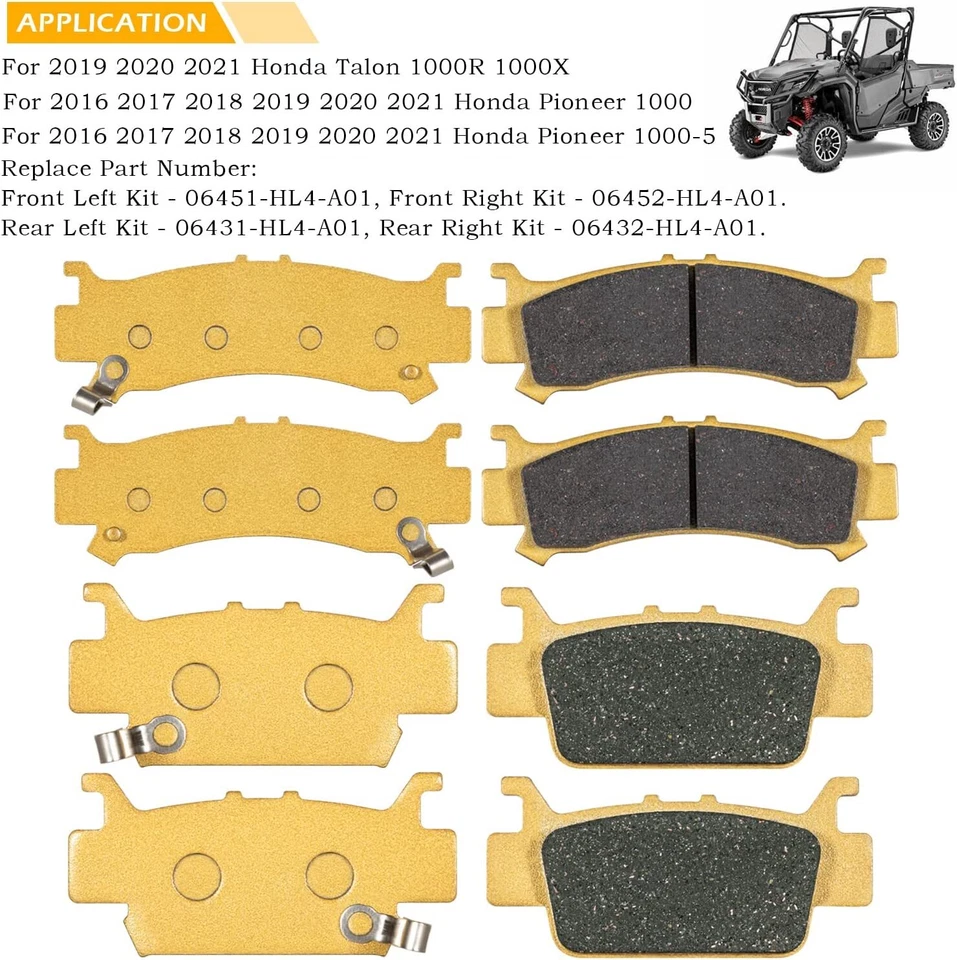 Ceramic Brake Pads Set 06451-HL4-A01 Complete Kit For Honda Pioneer 1000 1000-5 - Image 4 of 4
