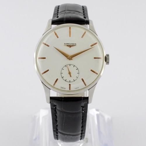SWISS LONGINES FROM 1957 SWISS STEEL MANUAL WIND WHITE DIAL GENTS WATCH REF 7163 - Picture 6 of 12