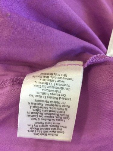 DKNY Donna Karan Blouse Shirt 10 Lilac Purple Puff Sleeve Stretch Cotton Work - Picture 9 of 9